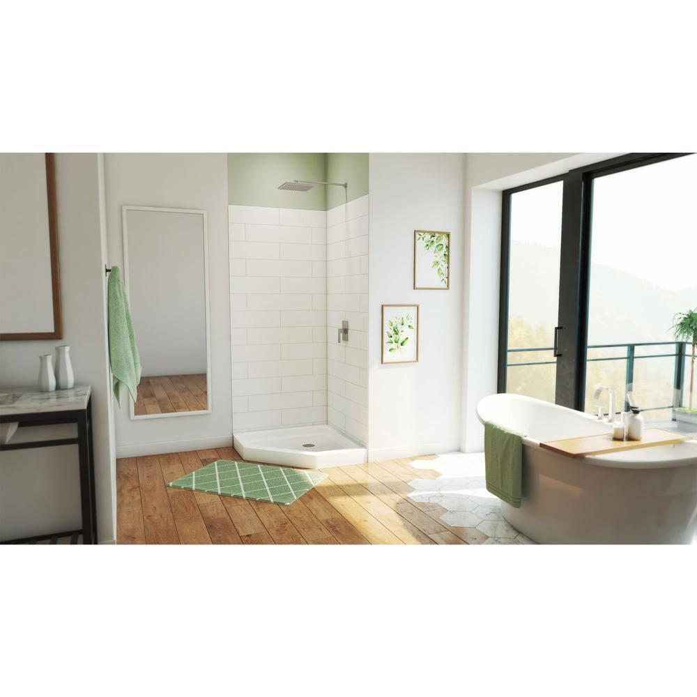 DreamLine DreamStone 36 in. D x 36 in. W Base and Wall Kit in White Modern Subway Pattern