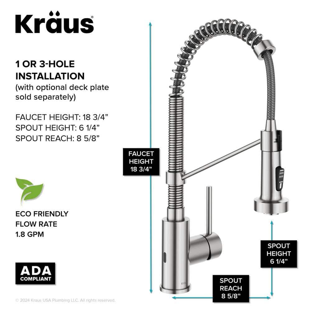 Kraus Bolden Touchless Sensor Commercial Style 2-Function Single Handle Pull-Down Kitchen Faucet