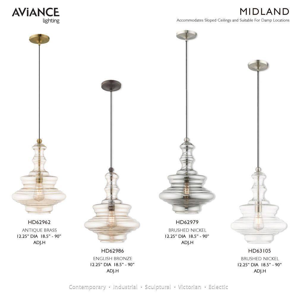 Livex Lighting Art Glass 1 - Light Pendant in  Antique Brass