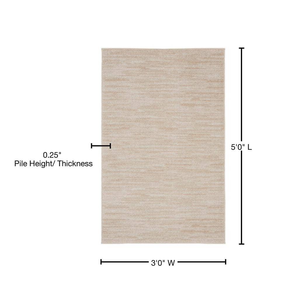 Nourison Essentials Easy Care Indoor Outdoor Area Rug - Ivory Beige 3' x 5'