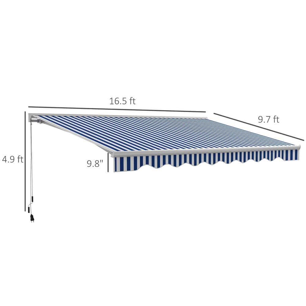Outsunny Polyester Cover Retractable Patio Awning