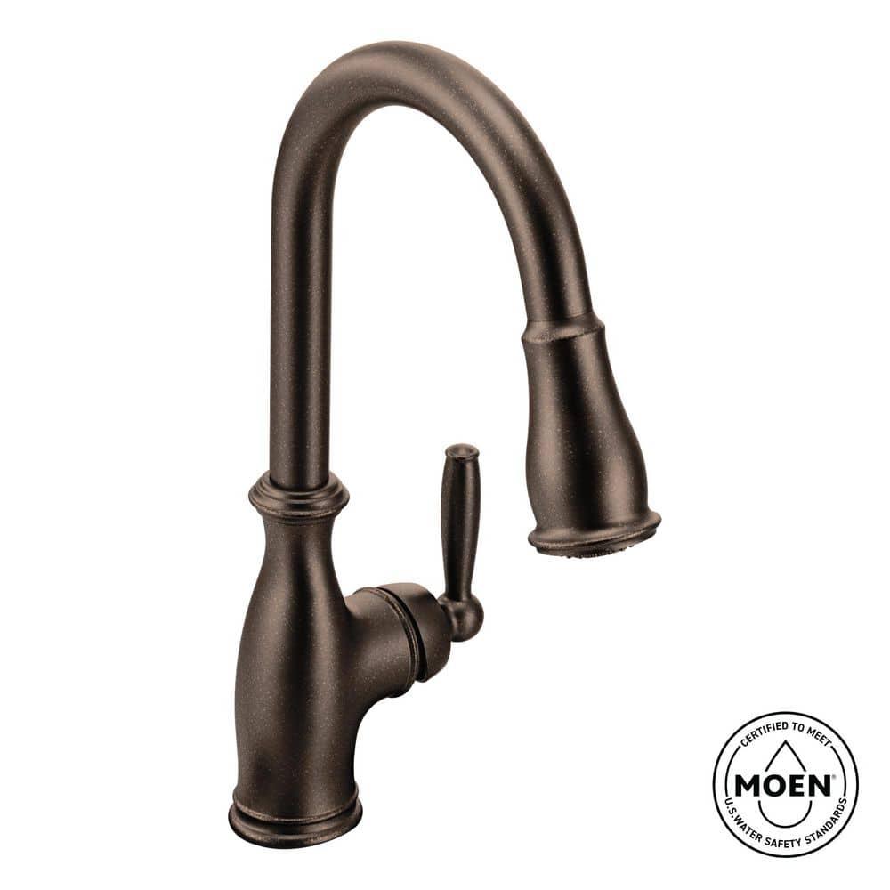 Moen MOEN Brantford Single-Handle Pull-Down Sprayer Kitchen Faucet with Reflex and Power Boost in Oil Rubbed Bronze 7185ORB