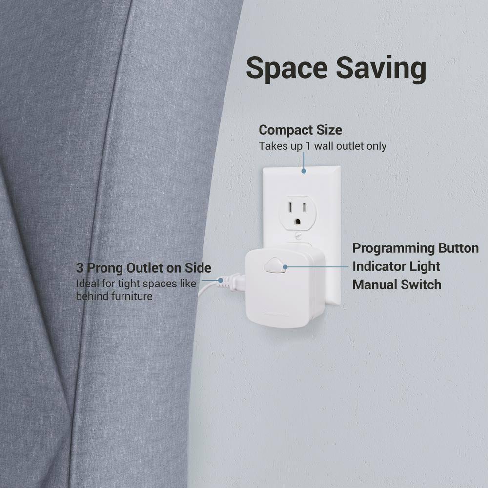 DEWENWILS Indoor Remote Control Outlet, Wireless Electrical Outlet Switch, 100 FT Range,  Compact Side Plug, ETL Listed, White
