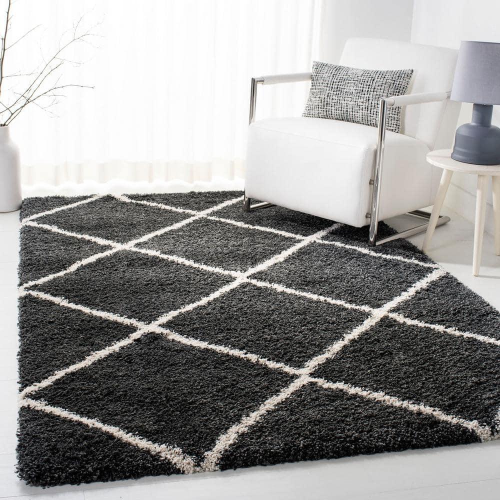 Hudson Shag SGH281 Power Loomed Indoor Area Rug - Dark Grey/Ivory - 8'x10' - Safavieh