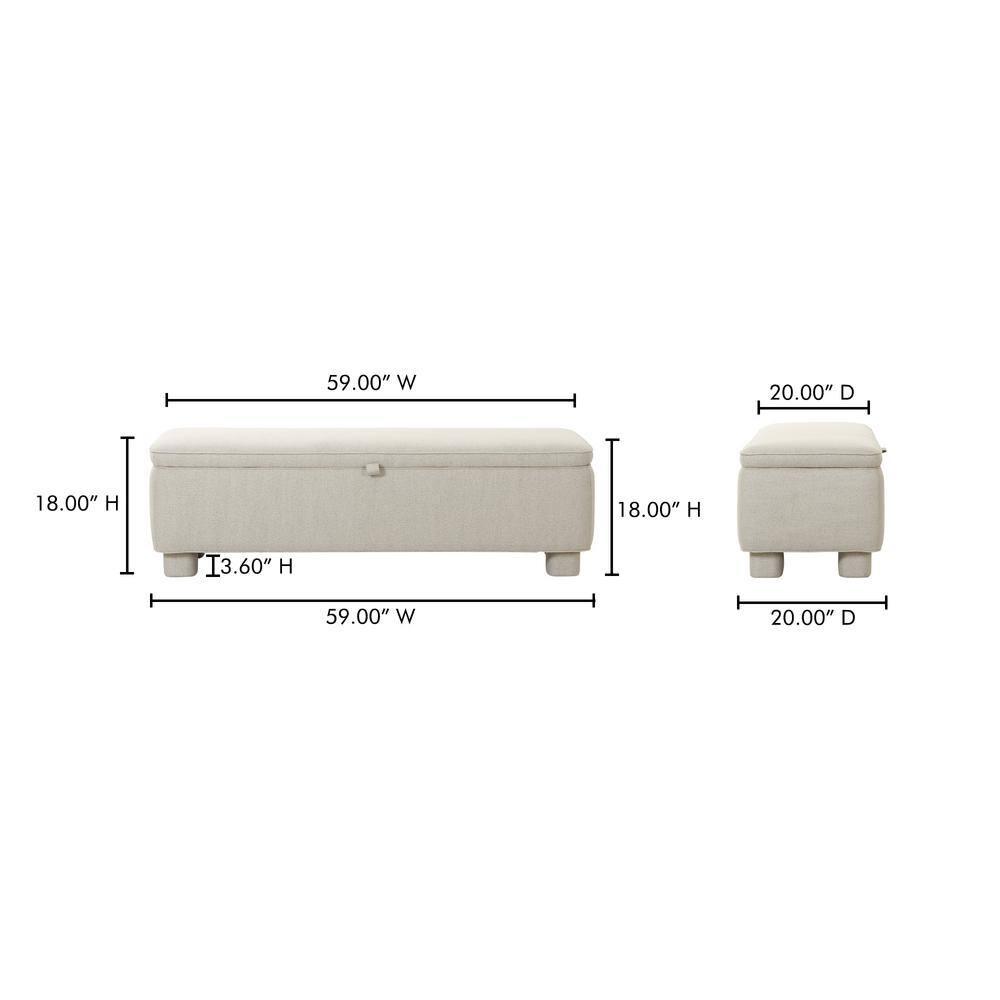 Asner Storage Bench - Light Gray