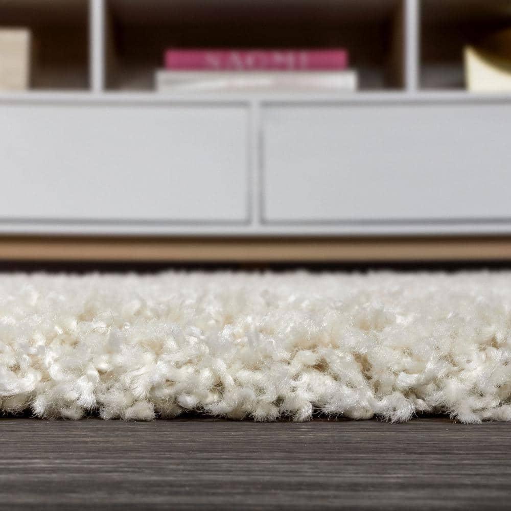2'x8' Mercer Shag Plush Area Rug, Cream - JONATHAN Y