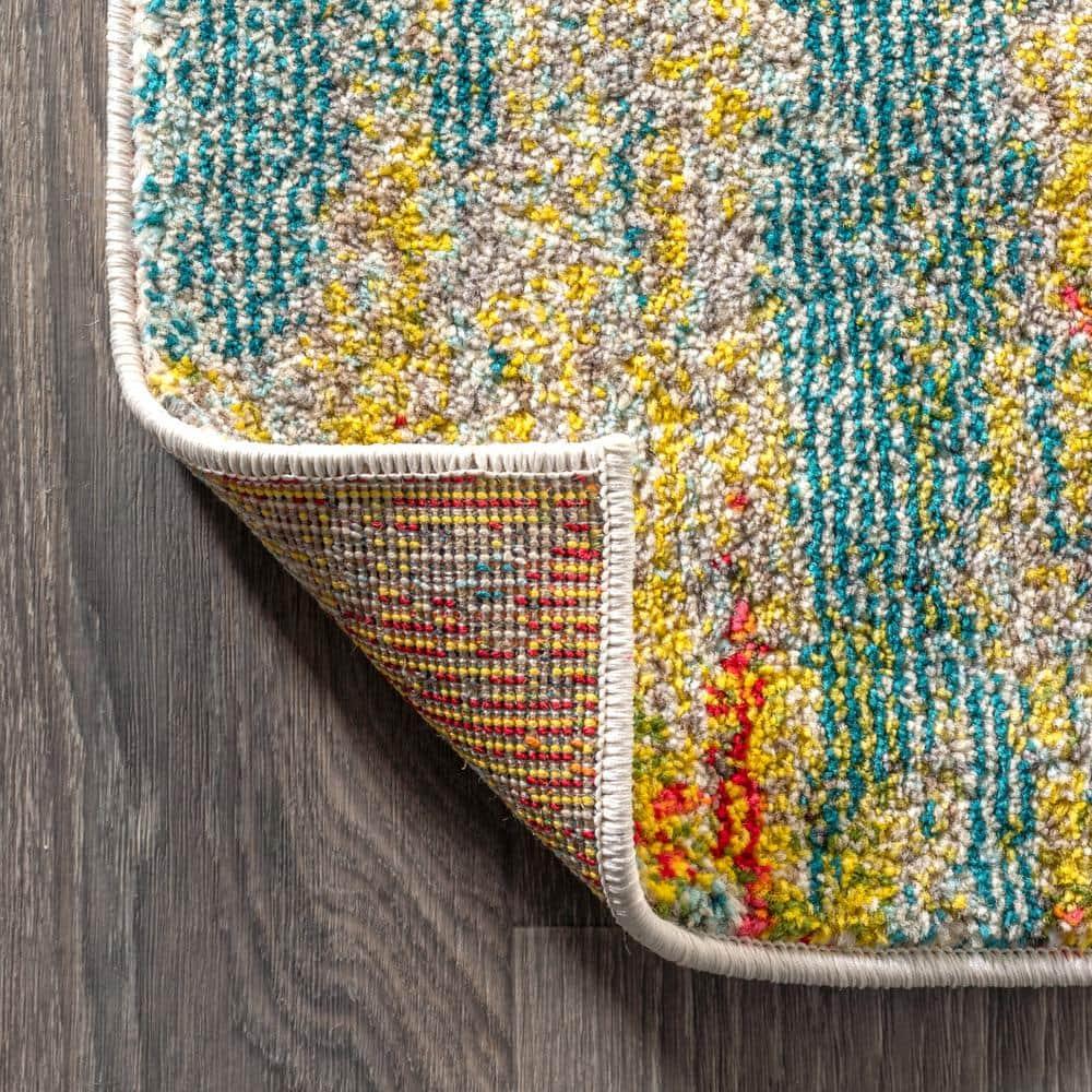JONATHAN  Y Contemporary POP 5 x 8 (ft) Loomed Polypropylene Blue/Cream/Yellow Rectangular Indoor Abstract Bohemian/Eclectic Area rug