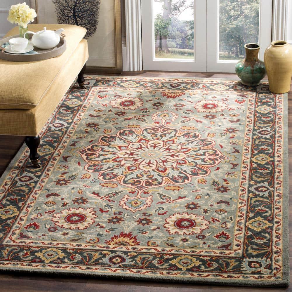 Heritage HG736 Hand Tufted Area Rug - Grey/Charcoal - 8'x10' - Safavieh.