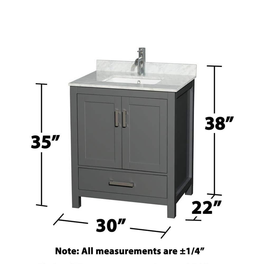 Wyndham Collection Sheffield 30" Freestanding Single Bathroom Vanity with Marble Top