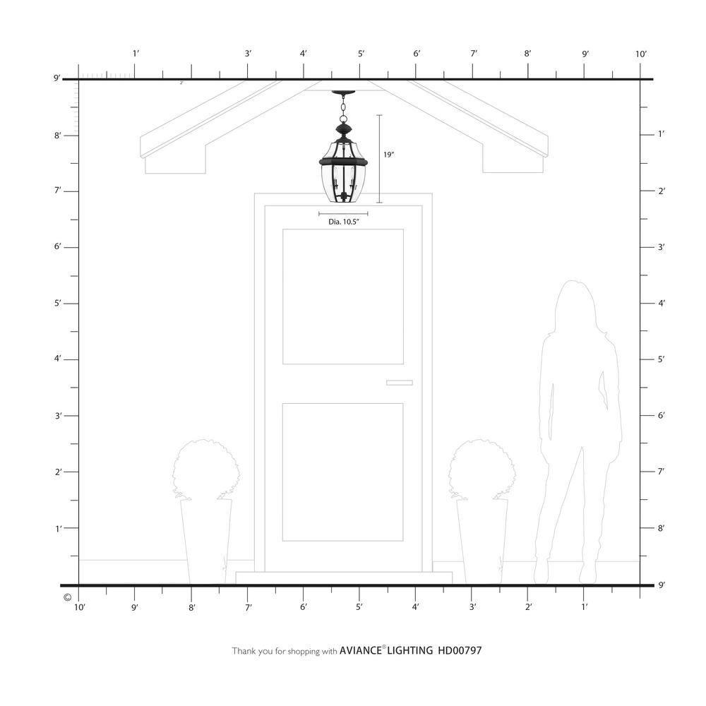 2 Light Outdoor Chain Lantern Pendant with Clear Glass Shade