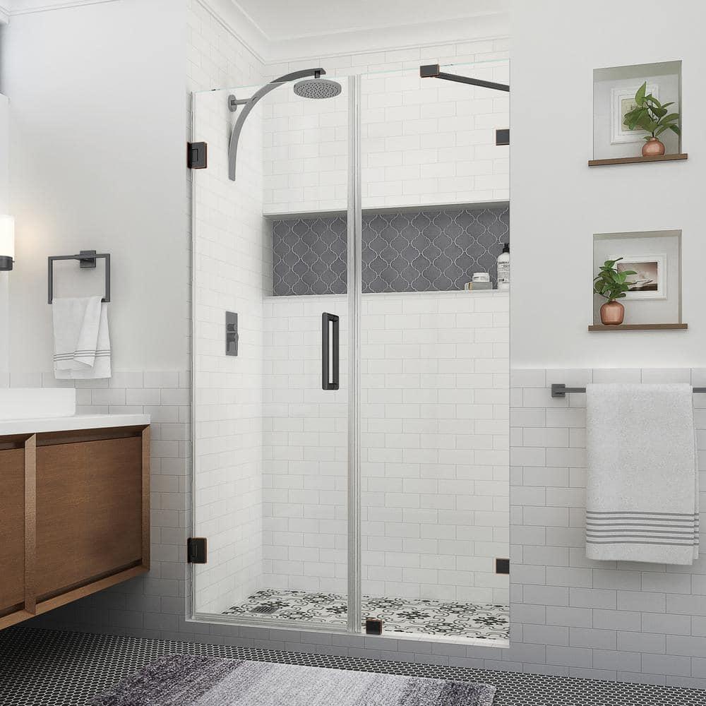 Aston Nautis XL 52.25 - 53.25 in. W x 80 in. H Hinged Frameless Shower Door with Clear StarCast Glass SDR985EZ-ORB-532980