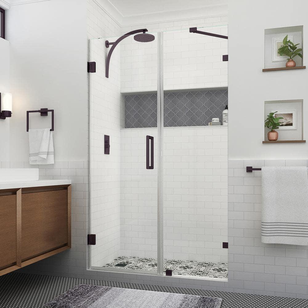Aston Nautis XL 52.25 - 53.25 in. W x 80 in. H Hinged Frameless Shower Door with Clear StarCast Glass SDR985EZ-NBR-532980