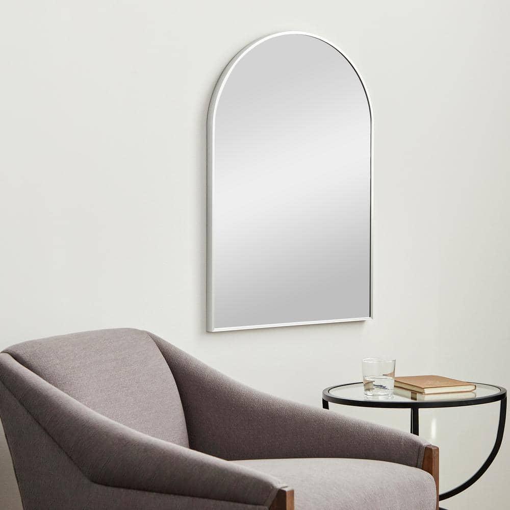 Elegant Arched Wood Frame Mirror in Brushed Silver and Gold