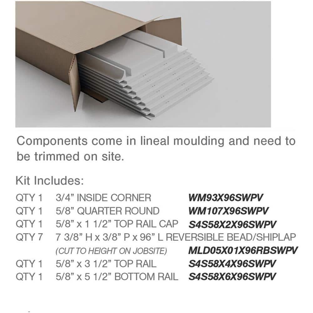 Deluxe Shiplap with a Nickel Gap 8' Length PVC Wainscoting Kit