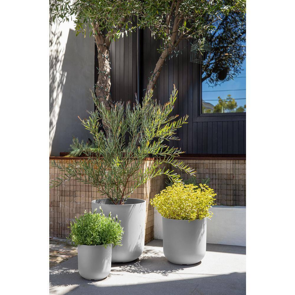 Veradek Kona Series Bundle - Three Piece Set of Plastic-Stone Planters - White
