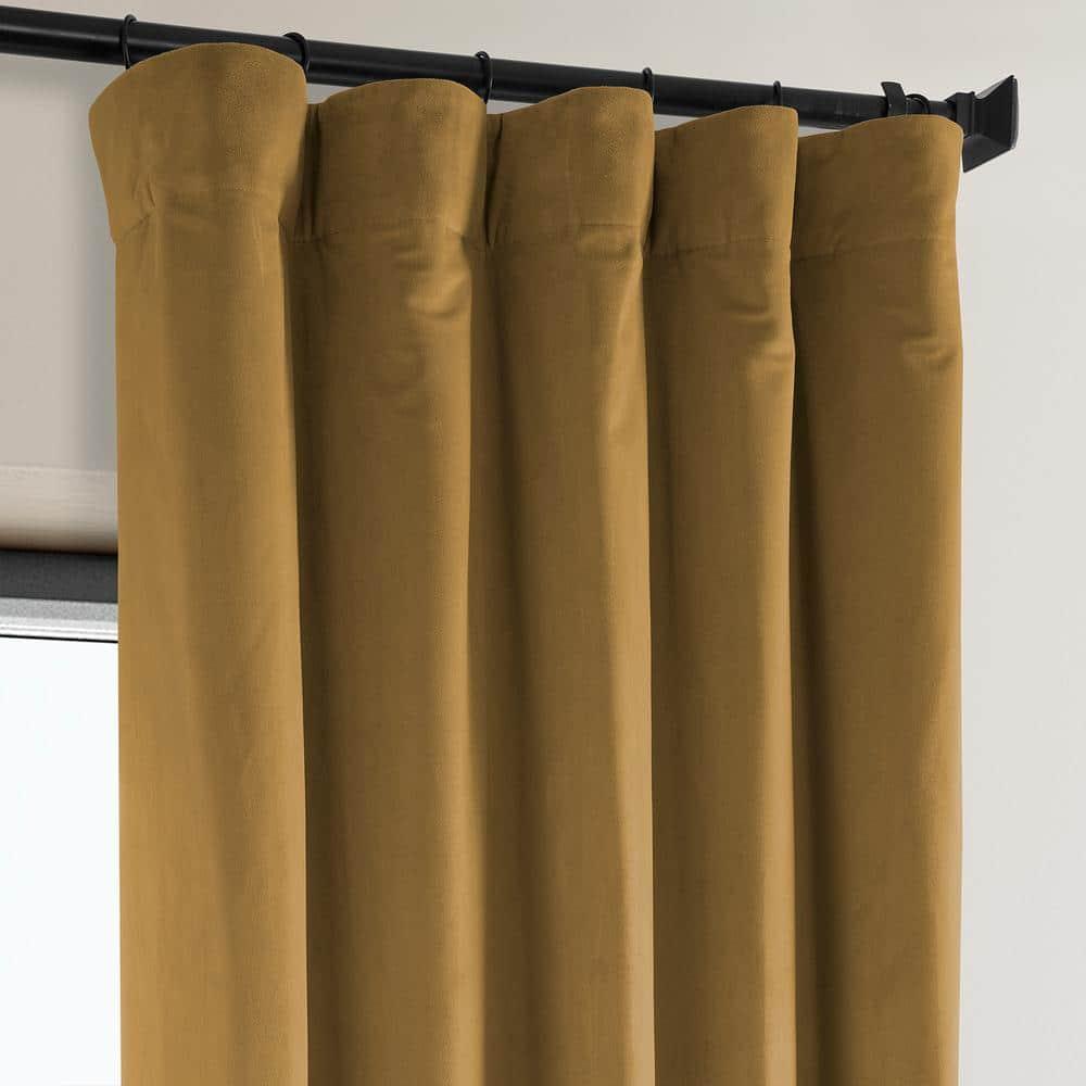 Half Price Drapes Retro Gold Heritage Plush Velvet Room Darkening Curtains (1 Panel), 50W X 96L