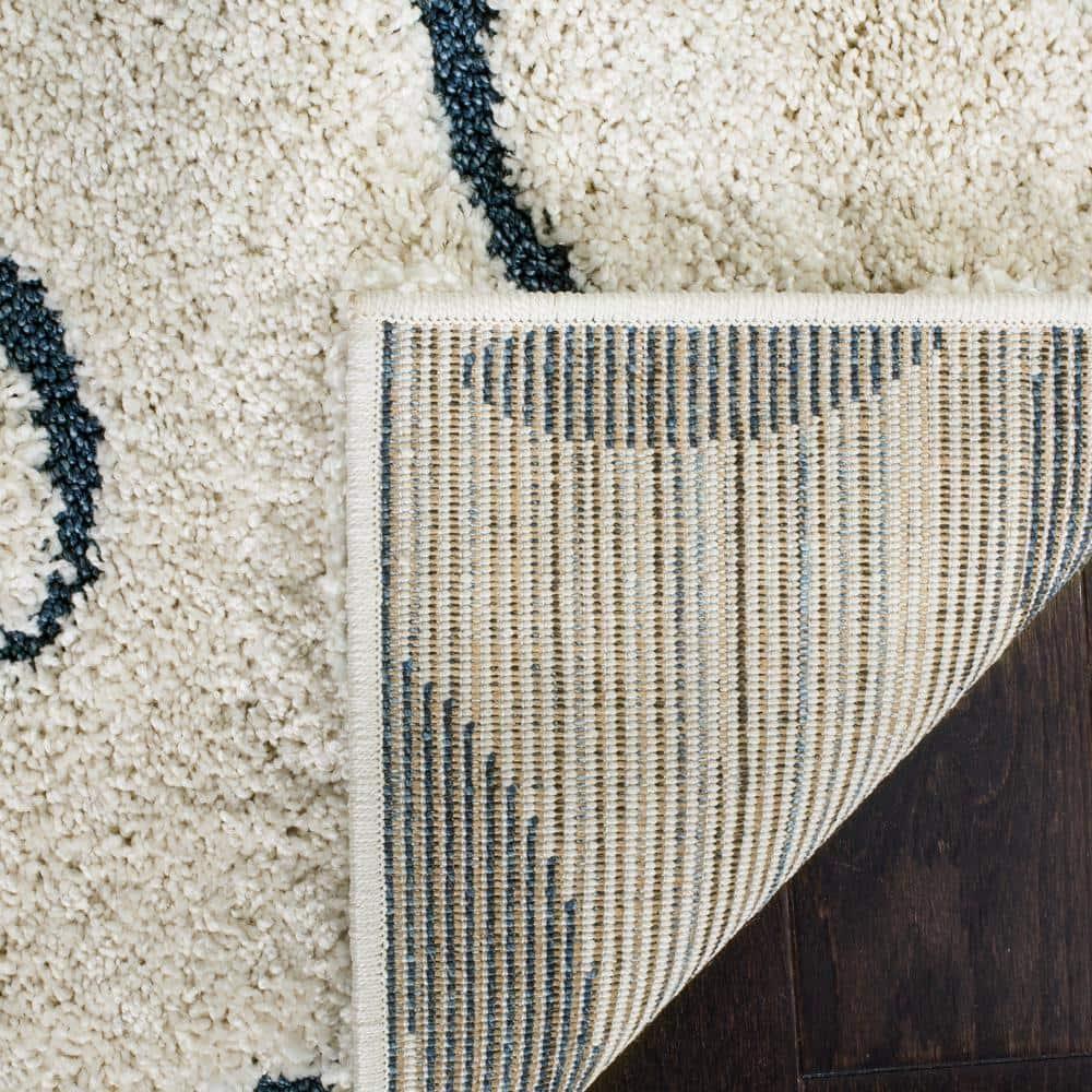 Florida Shag SG455 Power Loomed Indoor Area Rug - Cream/Blue - 9'x9' - Safavieh.