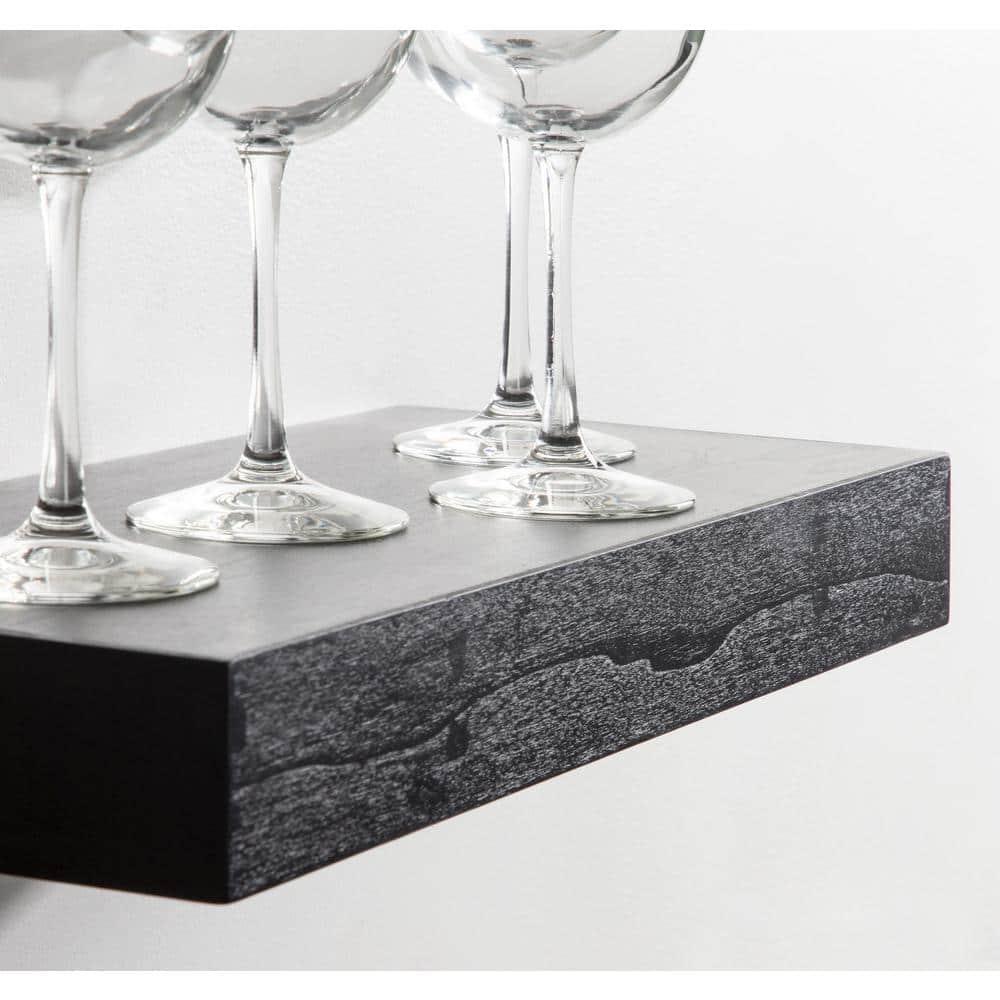 Kate & Laurel All Things Decor 2pc 18" Havlock Wood Shelf Set Black: MDF Open Shelves, No Assembly Required