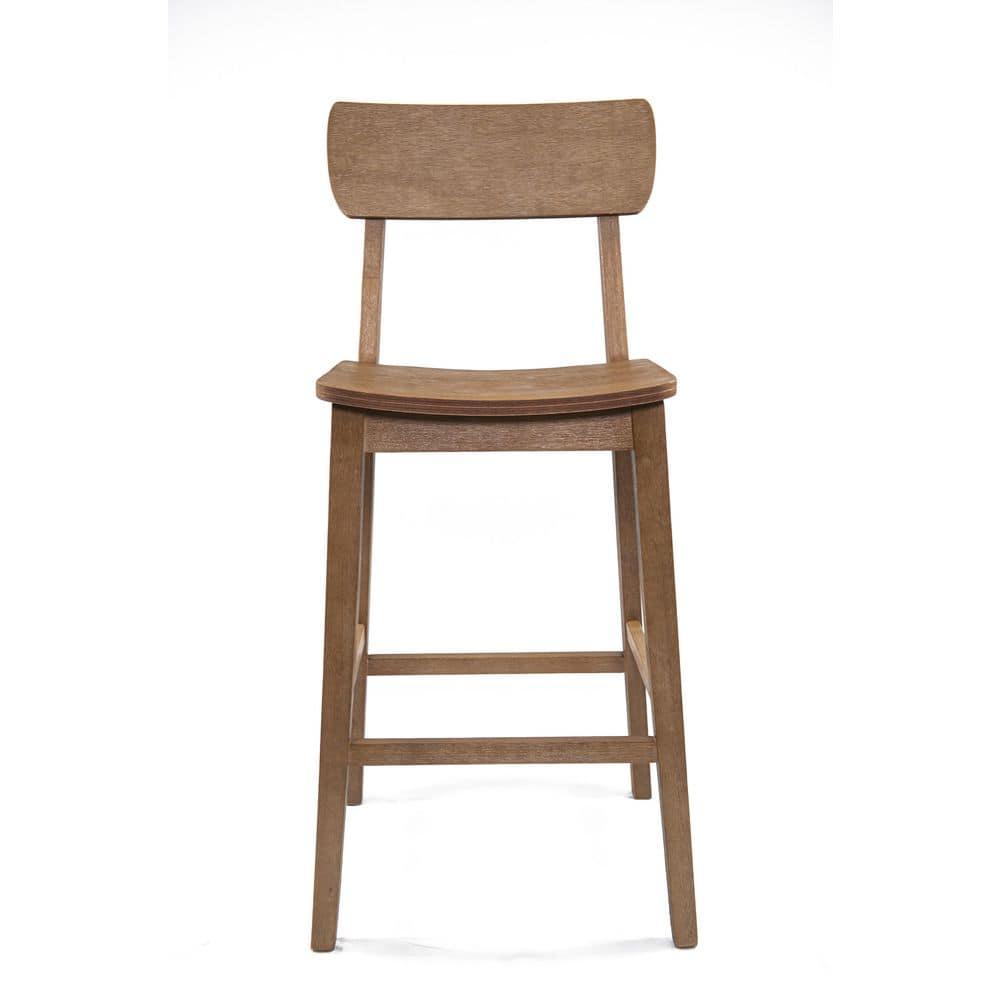 29" Torino Barstool Barnwood - Boraam: Solid Wood, Molded Seat, Footrests, Rustic Style
