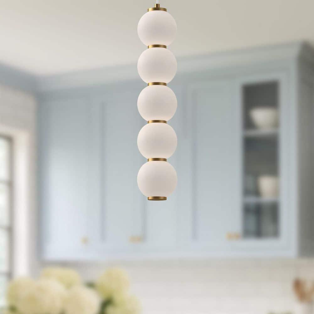 Bijou Elegance Aged Gold LED Globe Pendant Light