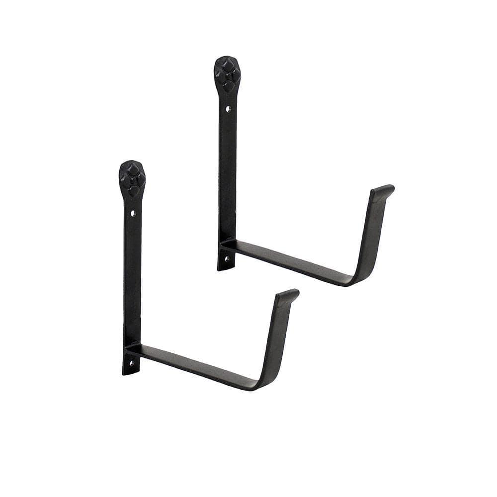 Black Iron 6-Inch Wall-Mount Flower Box Brackets