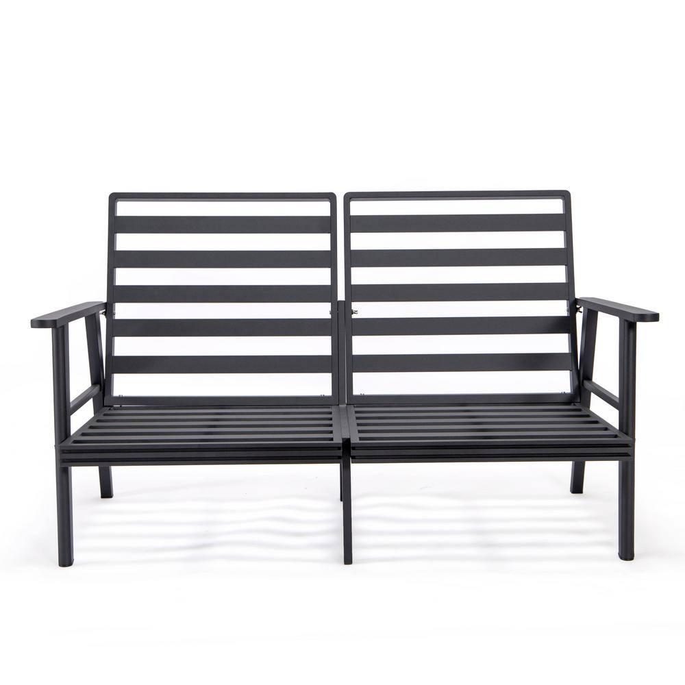 Leisuremod Walbrooke Modern Polyester Loveseat with Black Aluminum Frame and Removable Cushions (Light Grey)