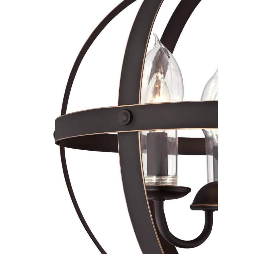 3 Light Chandelier & Clear Glass Candle Covers, Oil Rubbed Bronze & Highlights