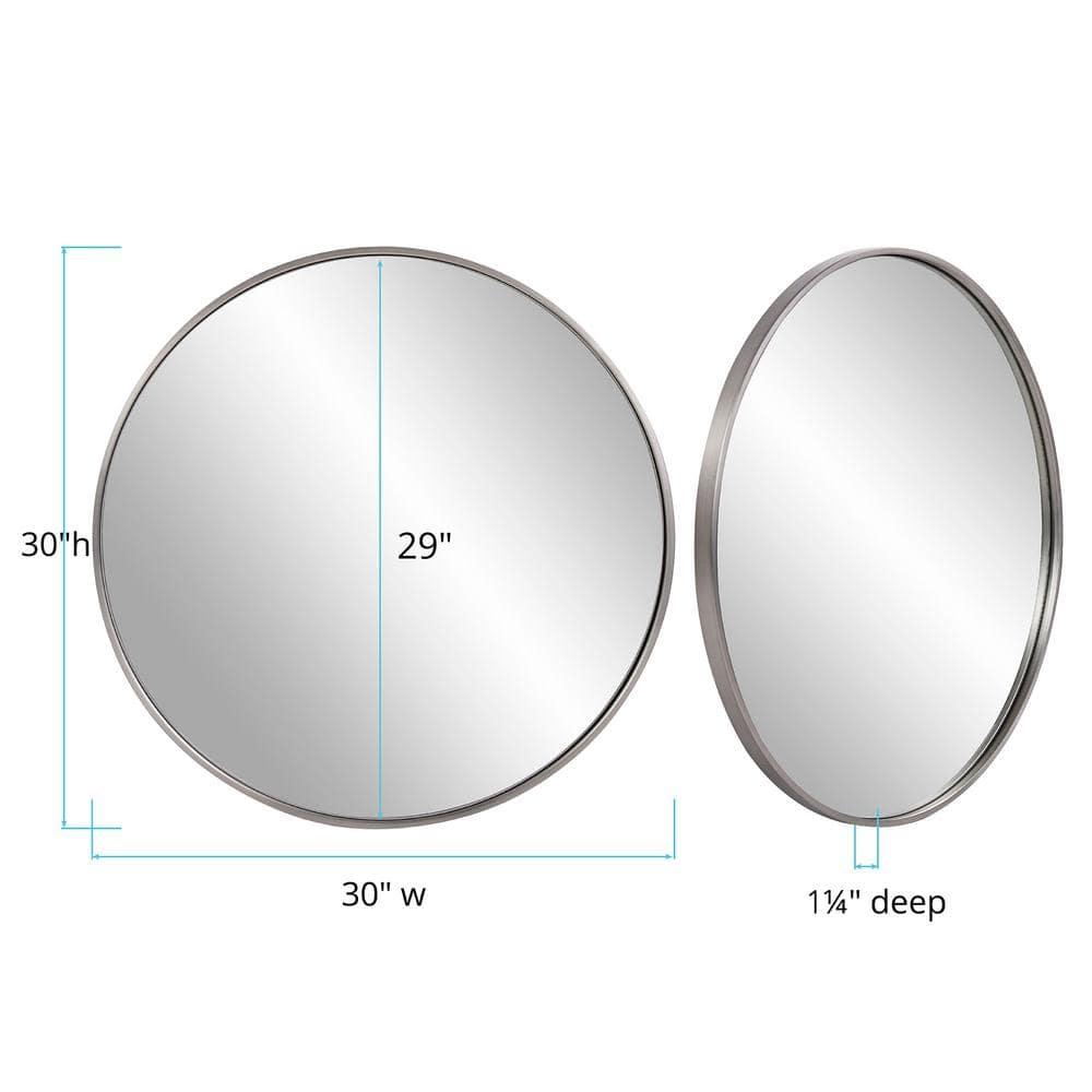 Howard Elliott 30" Round Stainless Steel Framed Vanity Mirror Brushed Silver