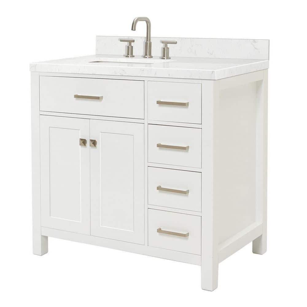 Ariel H036slcqrvo Bristol 36" Free Standing Single Basin Vanity Set - White