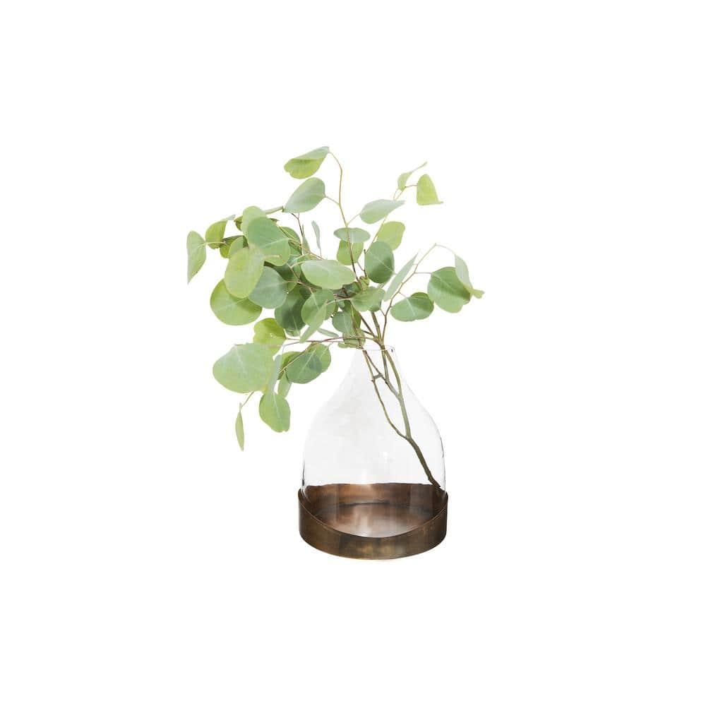 10" x 7" Glass Cloche with Metal Antique Copper Finish Trays Brass - Storied Home: Vintage Display Dome, Elegant Terrarium