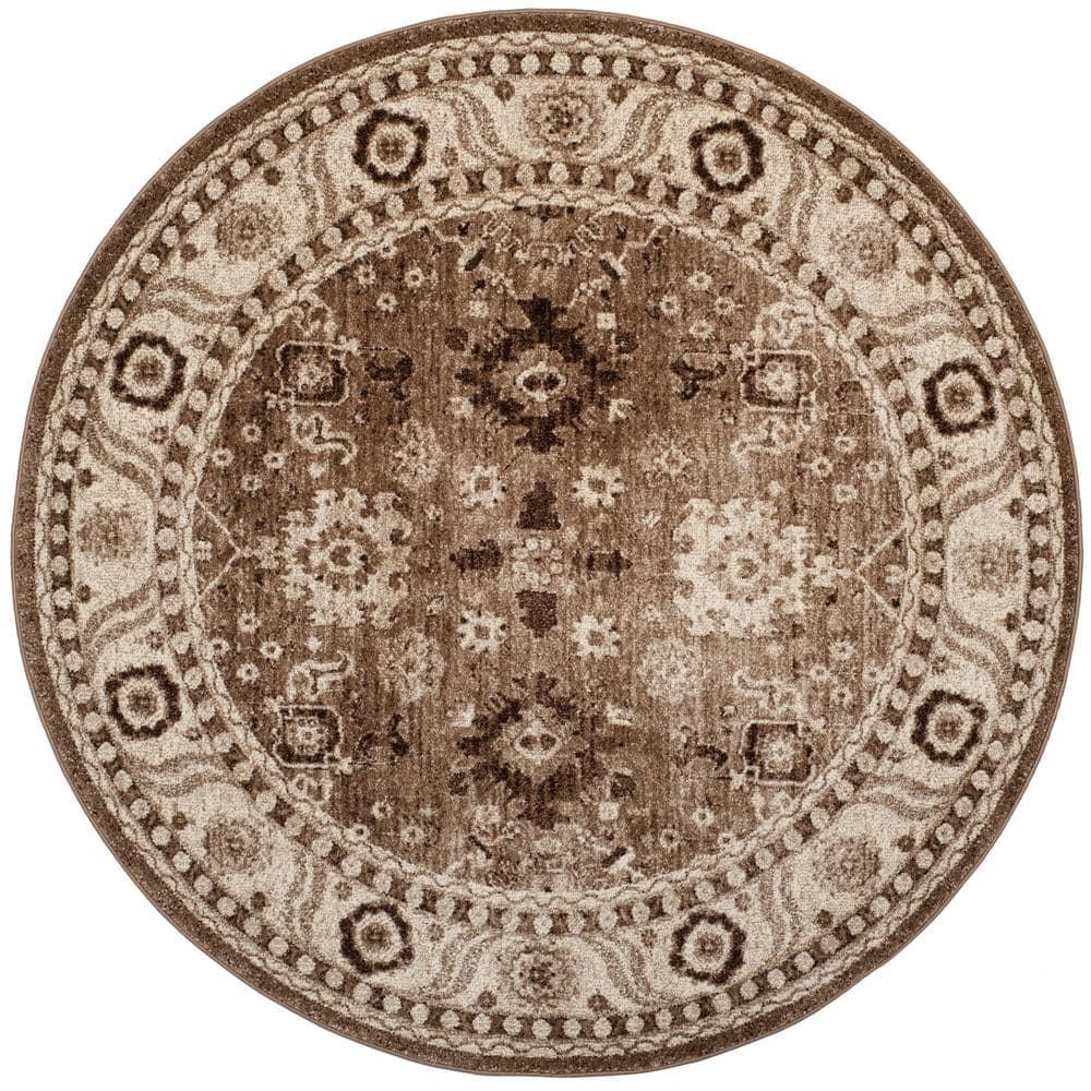 Vintage Hamadan VTH214 Power Loomed Area Rug - Taupe - 3' round - Safavieh.