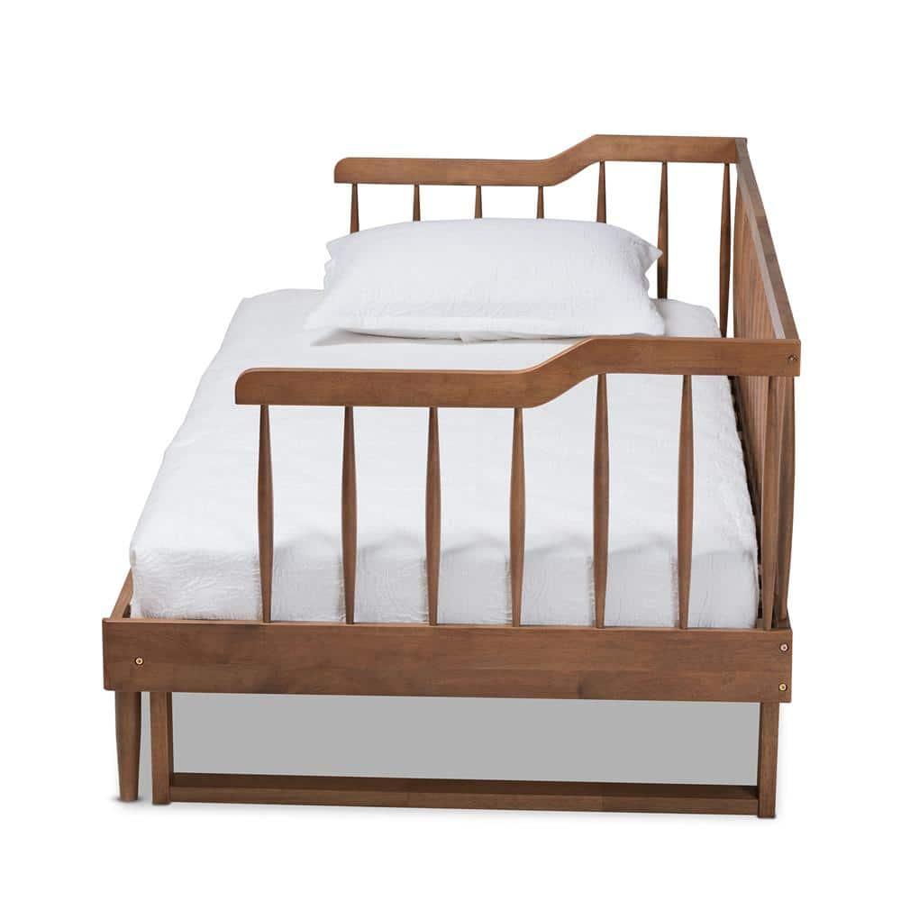 Twin to King Muriel Expandable Spindle Daybed Walnut - Baxton Studio: Contemporary Unupholstered, No Box Spring Needed