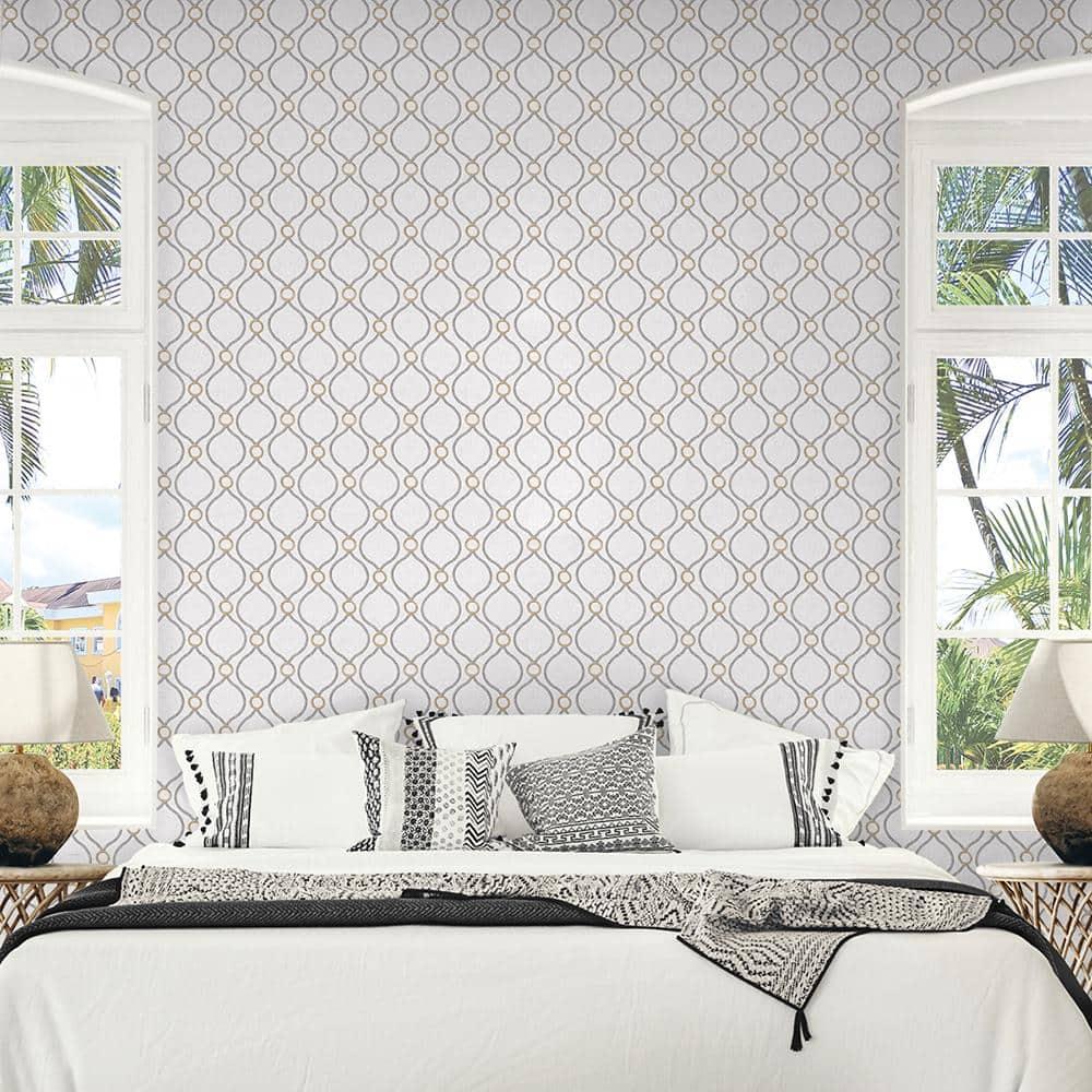 Surface Style - Peel and Stick Wallpaper, Geometric Wallpaper for Bedroom, Powder Room, Kitchen, Self Adhesive, Vinyl, 30.75 Sq Ft Coverage (Curveball Collection, Platinum)