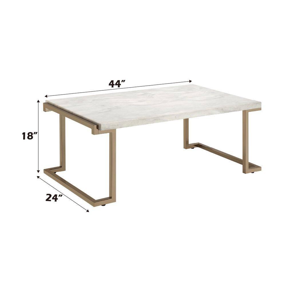 Adrinfly Boice II Coffee Table in Faux Marble & Champagne 82870