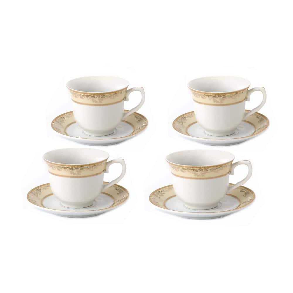 Lorren Home Trends 4 Piece Teacup & Saucer Set