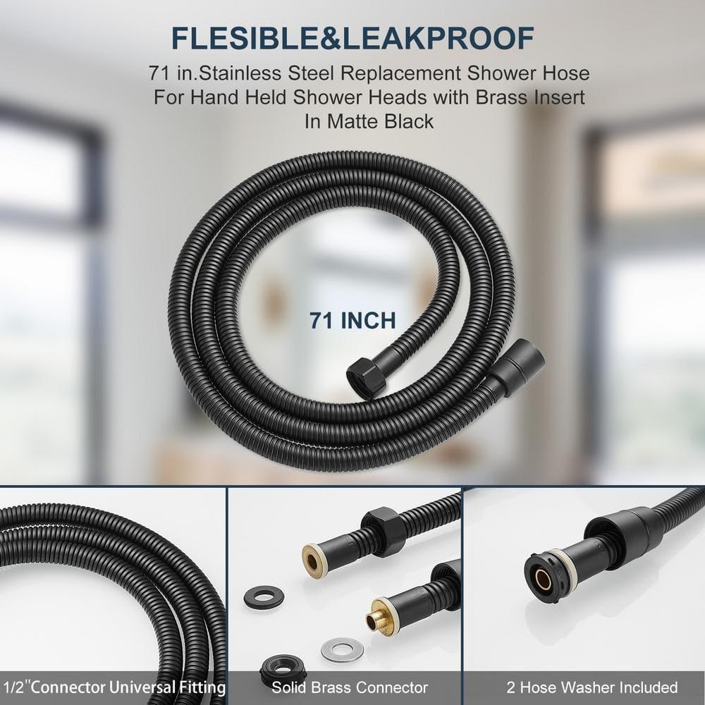 70.8 in. Stainless Steel Replacement Handheld Shower Hose in Matte Black