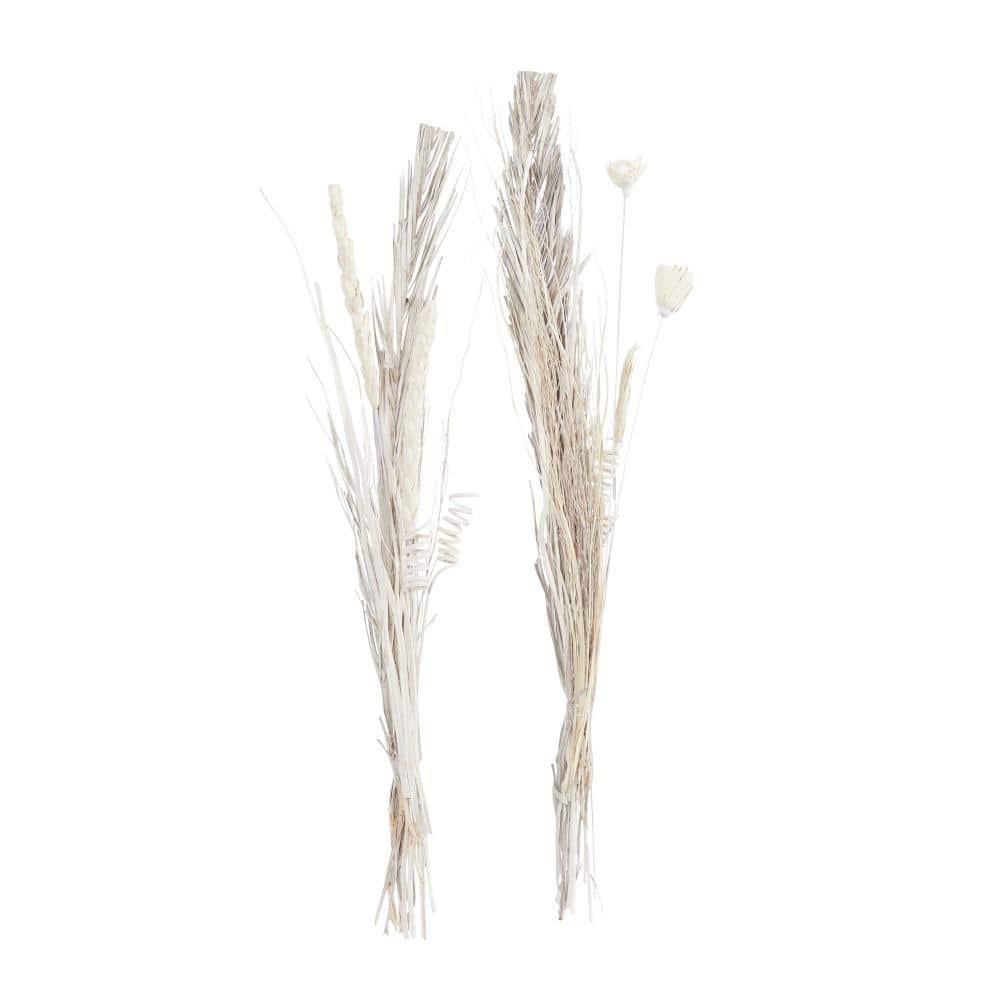 DecMode Farmhouse Dried Floral Natural Foliage Set of 2, 7"W x 56"H, with Brown, White and Beige Finish