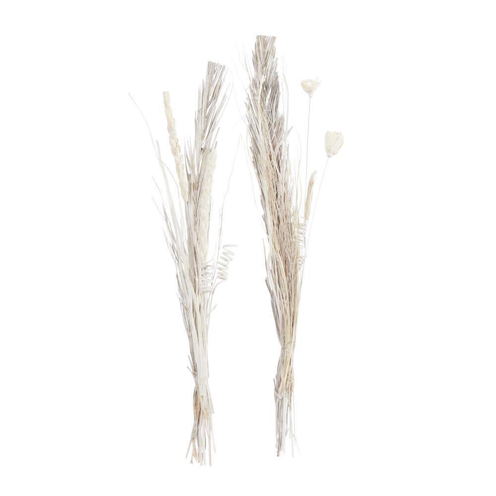 DecMode Farmhouse Dried Floral Natural Foliage Set of 2, 7"W x 56"H, with Brown, White and Beige Finish