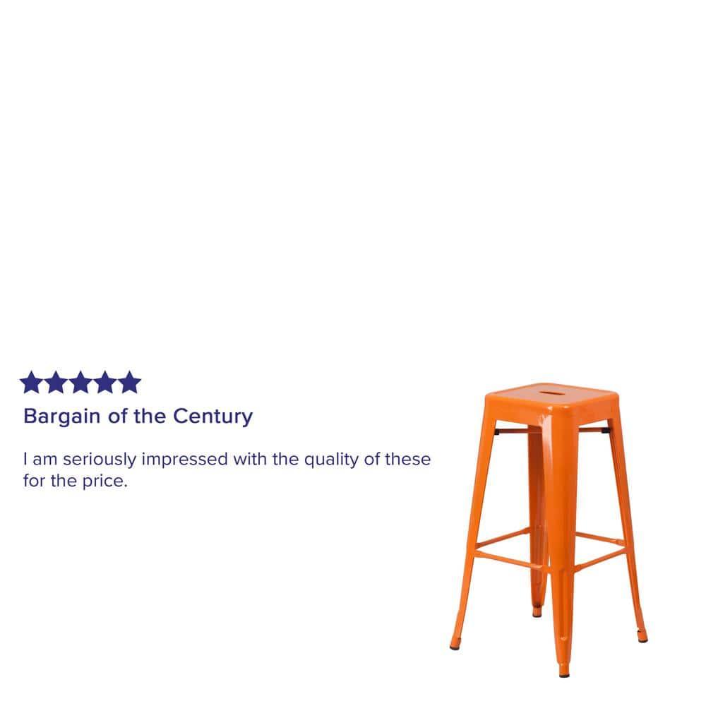 Flash Furniture Commercial Grade 30" High Backless Orange Metal Indoor-Outdoor Barstool with Square Seat