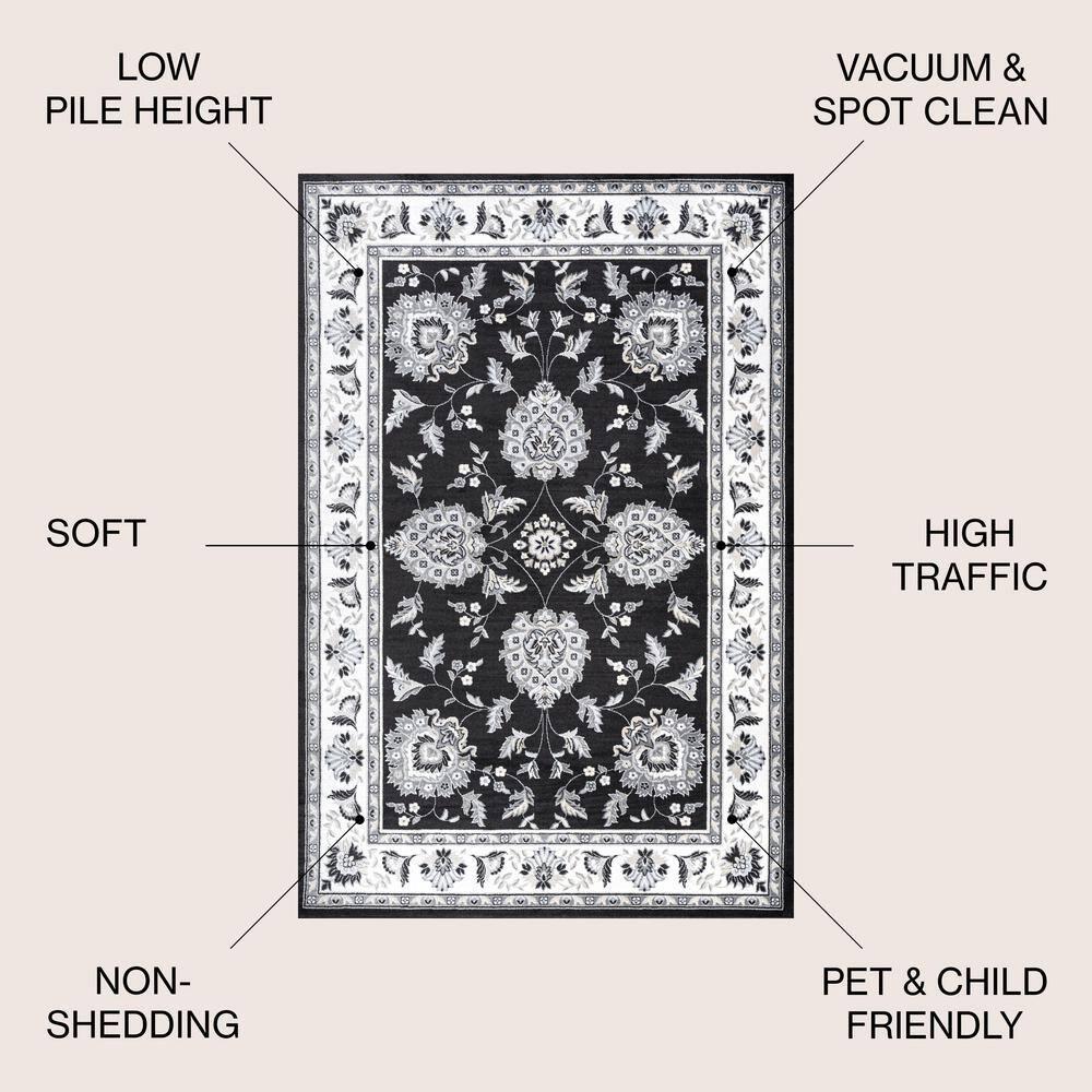 5'x 8' Cherie French Cottage Area Rug, Black/Cream - JONATHAN Y