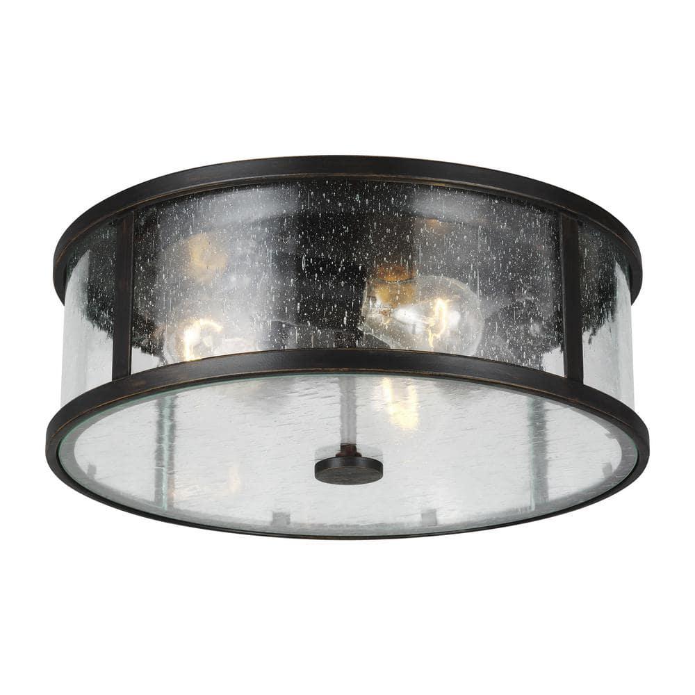 Generation Lighting Dakota 14" Espresso 3-Light Outdoor Ceiling Light