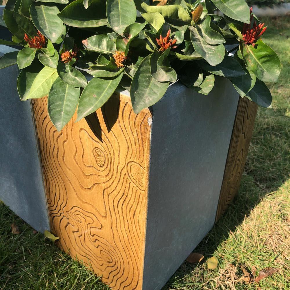 Timber Ridge Modern Concrete Rectangle Outdoor Planter, 23 Inch