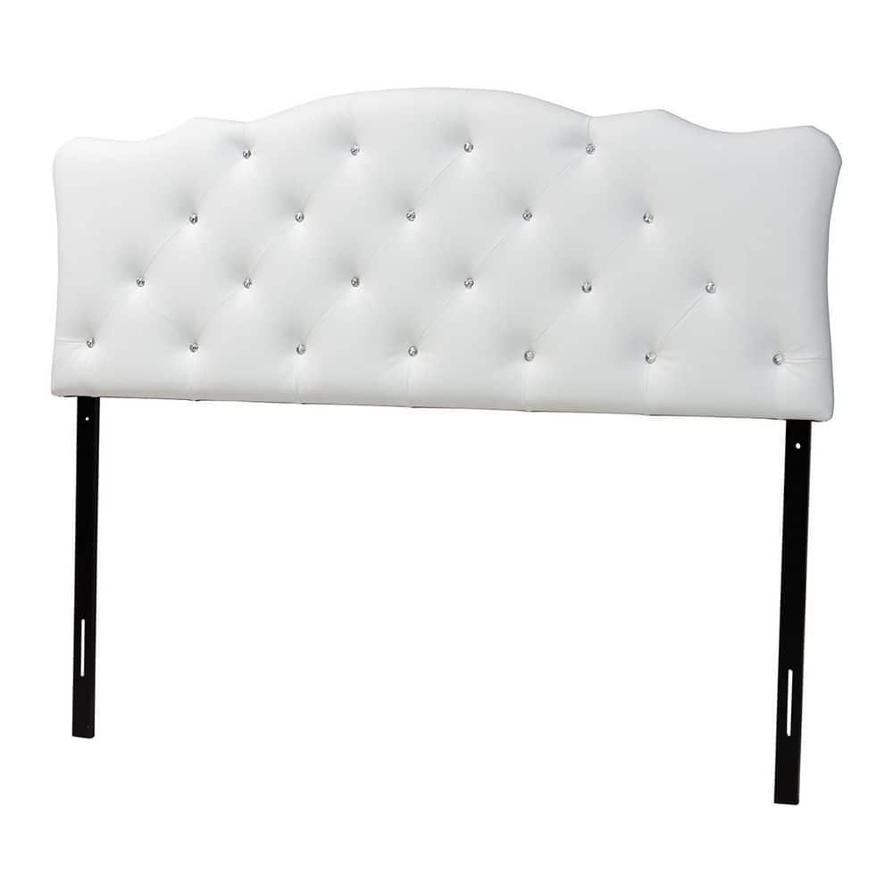 Queen Rita Modern And Contemporary Faux Leather Upholstered Button-Tufted Scalloped Headboard White - Baxton Studio