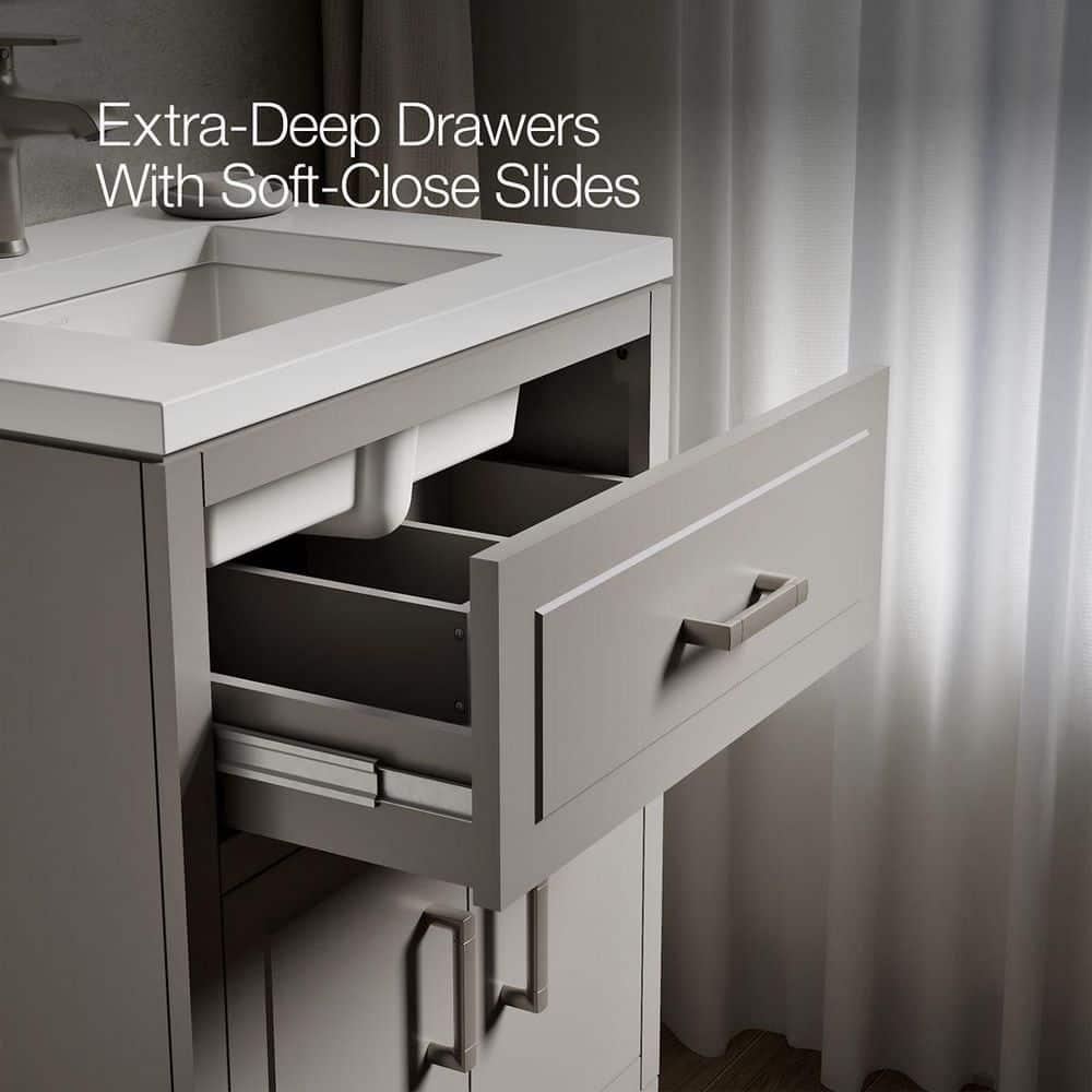 Seer 24" Freestanding Single Bathroom Vanity Cabinet with Sink and Quartz Top