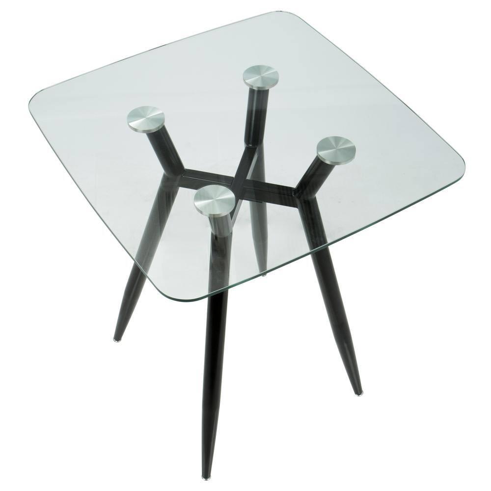 Clara Mid-Century Modern Square Counter Table Clear - LumiSource: Geometric Metal Base, 4-Seat Pub Style