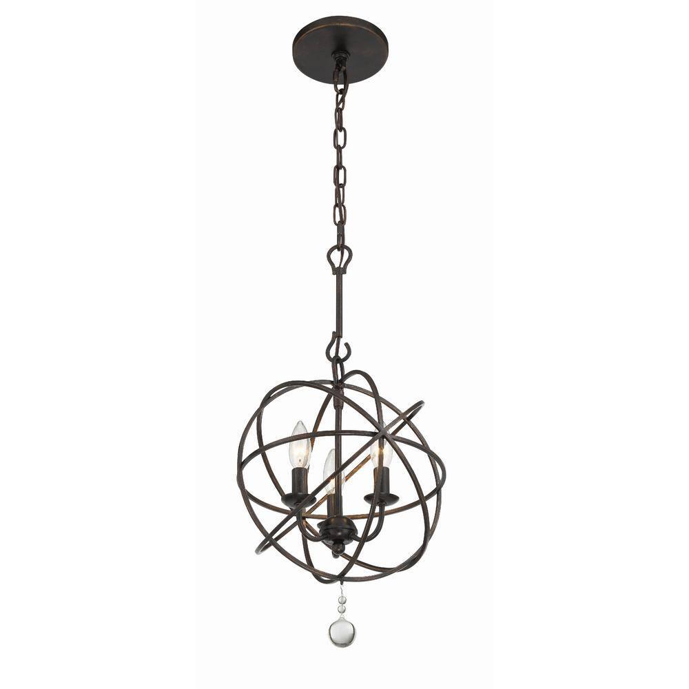 Crystorama Lighting - Three Light Mini Chandelier - Mini Chandelier - Solaris -