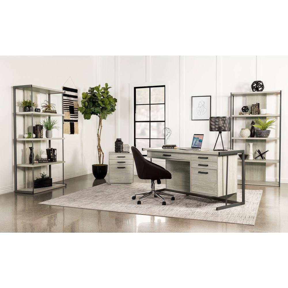 Coaster Loomis 4-drawer Modern Wood Office Desk in Whitewashed Gray