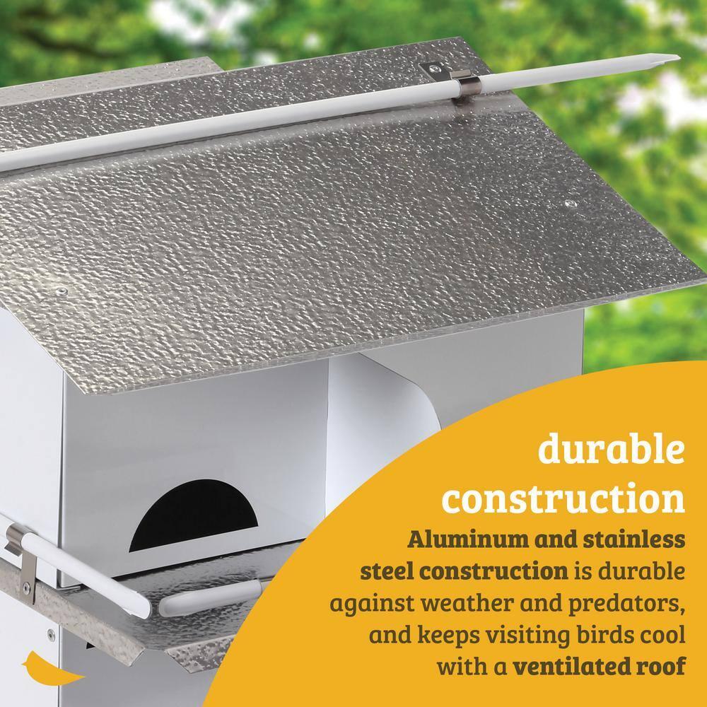 Birds Choice Pequeña Casa para Pájaros Martin Morada de 2 Niveles y 8 Habitaciones con Entradas Resistentes a los Estornudos, Blanco/gris