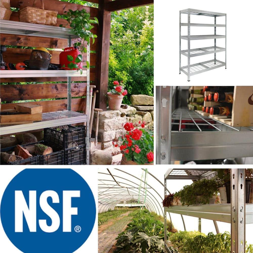 AR SHELVING Ar Shelving 5-Tier Galvanized Steel Garage Storage Shelving Unit in Silver with Wire Racks (35.4 in. W x 71 in. H x 18 in. D) NSF Certified