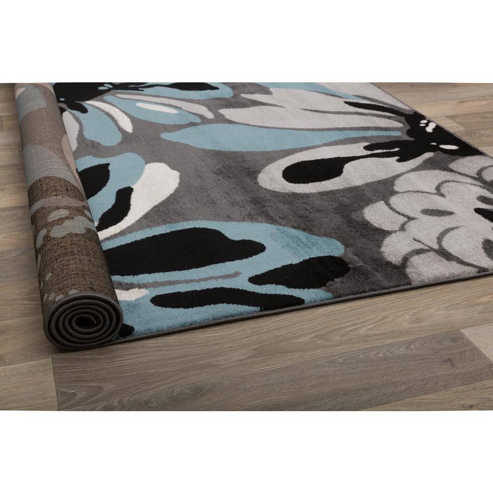 World Rug Gallery Contemporary Modern Flowers Indoor Area Rug - Blue 6'6" Round
